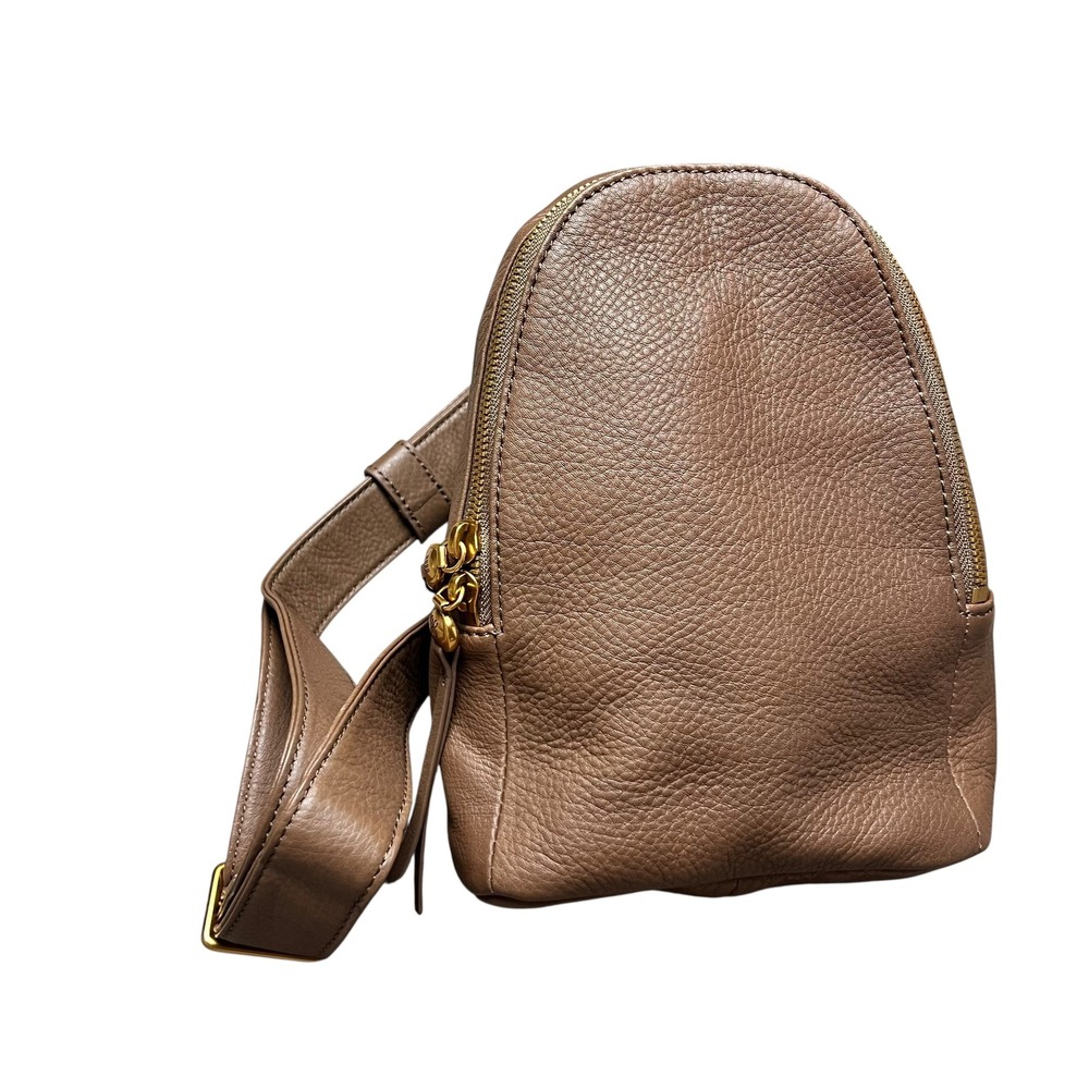 Hobo Fern Sling Backpack Taupe Pebbled Leather Crossbody Bag Gold Hardware
